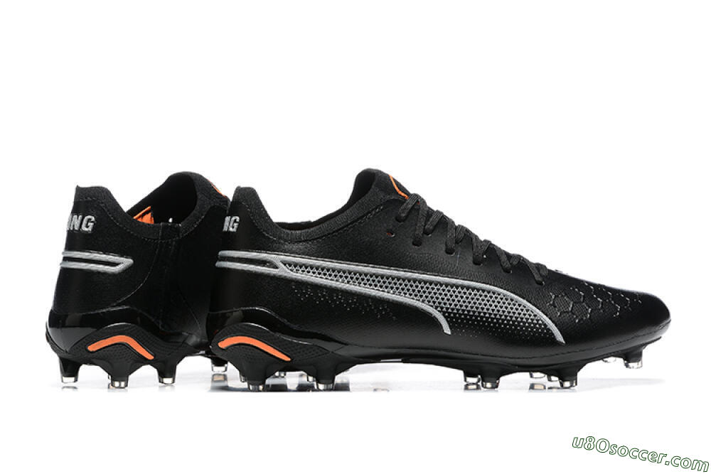 Puma King Ultimate Icon MG Multi Ground Soccer Cleats - Black/Silver/Orange 9