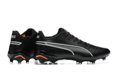 Puma King Ultimate Icon MG Multi Ground Soccer Cleats - Black/Silver/Orange