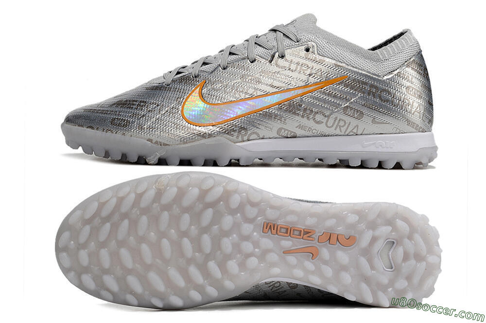 Nike Air Zoom Mercurial Vapor 15 Elite TF Artificial Turf Soccer Shoes - Silver/Gold 0