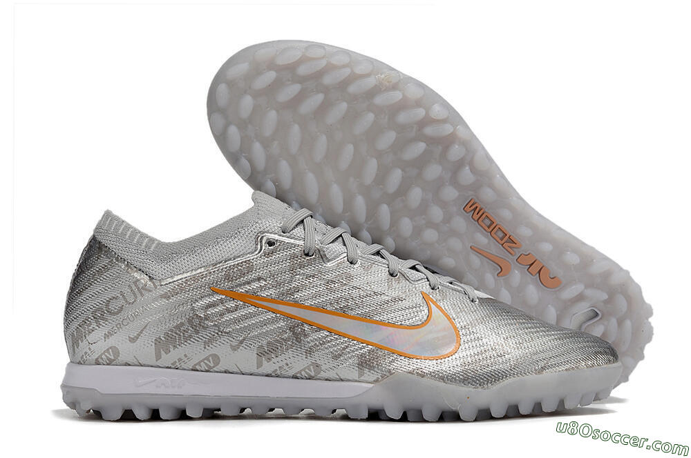Nike Air Zoom Mercurial Vapor 15 Elite TF Artificial Turf Soccer Shoes - Silver/Gold 1