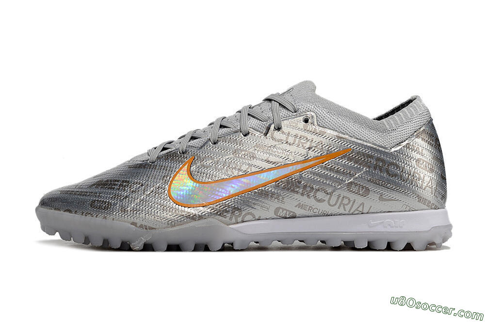 Nike Air Zoom Mercurial Vapor 15 Elite TF Artificial Turf Soccer Shoes - Silver/Gold 2