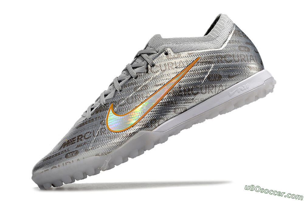 Nike Air Zoom Mercurial Vapor 15 Elite TF Artificial Turf Soccer Shoes - Silver/Gold 5