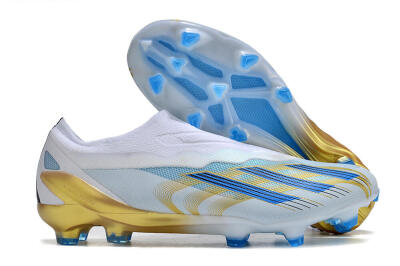 Adidas X Crazyfast.1 FG Firm Ground Soccer Cleats - White/Blue/Gold