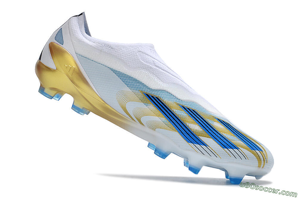 Adidas X Crazyfast.1 FG Firm Ground Soccer Cleats - White/Blue/Gold 4