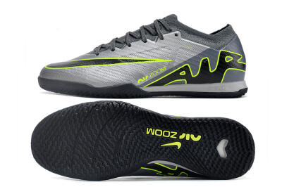 Nike Air Zoom Mercurial Vapor 15 Elite IC Indoor & Futsal Soccer Shoes - Silver/Grey/Black/Green