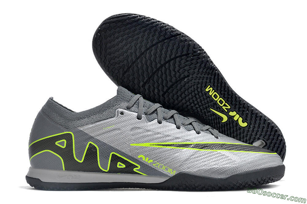 Nike Air Zoom Mercurial Vapor 15 Elite IC Indoor & Futsal Soccer Shoes - Silver/Grey/Black/Green 1