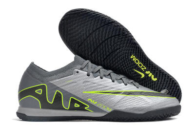 Nike Air Zoom Mercurial Vapor 15 Elite IC Indoor & Futsal Soccer Shoes - Silver/Grey/Black/Green
