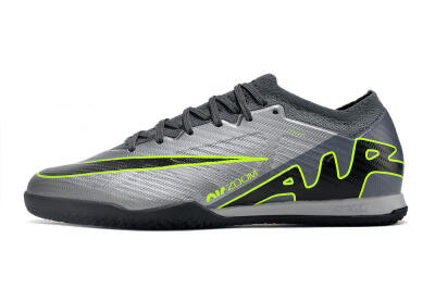 Nike Air Zoom Mercurial Vapor 15 Elite IC Indoor & Futsal Soccer Shoes - Silver/Grey/Black/Green