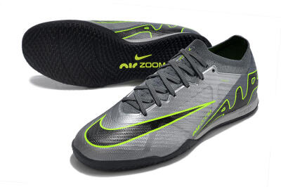 Nike Air Zoom Mercurial Vapor 15 Elite IC Indoor & Futsal Soccer Shoes - Silver/Grey/Black/Green