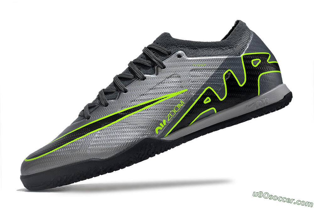 Nike Air Zoom Mercurial Vapor 15 Elite IC Indoor & Futsal Soccer Shoes - Silver/Grey/Black/Green 5