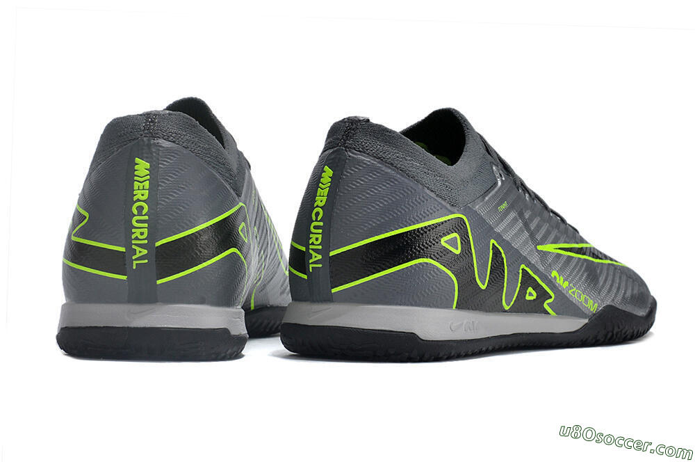 Nike Air Zoom Mercurial Vapor 15 Elite IC Indoor & Futsal Soccer Shoes - Silver/Grey/Black/Green 6
