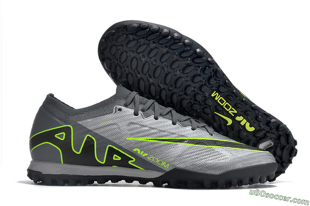 Nike Air Zoom Mercurial Vapor 15 Elite TF Artificial Turf Soccer Shoes - Silver/Grey/Black/Green 1