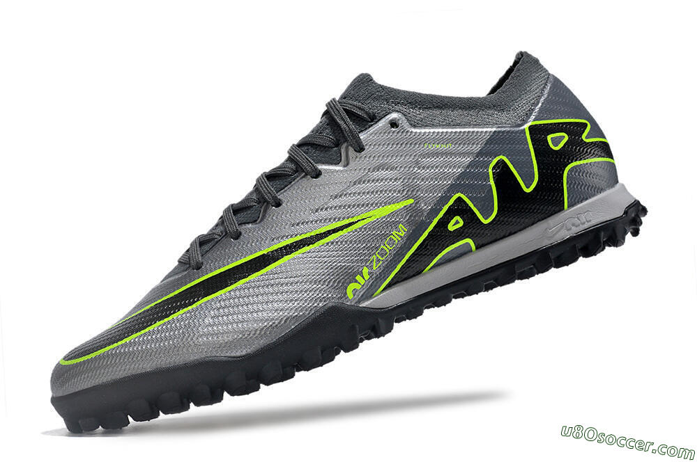 Nike Air Zoom Mercurial Vapor 15 Elite TF Artificial Turf Soccer Shoes - Silver/Grey/Black/Green 5