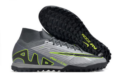 Nike Air Zoom Mercurial Superfly 9 Elite TF Artificial Turf Soccer Shoes - Silver/Grey/Black/Green