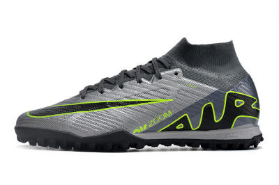 Nike Air Zoom Mercurial Superfly 9 Elite TF Artificial Turf Soccer Shoes - Silver/Grey/Black/Green