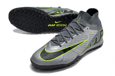 Nike Air Zoom Mercurial Superfly 9 Elite TF Artificial Turf Soccer Shoes - Silver/Grey/Black/Green