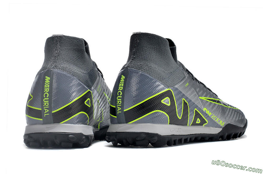 Nike Air Zoom Mercurial Superfly 9 Elite TF Artificial Turf Soccer Shoes - Silver/Grey/Black/Green 6
