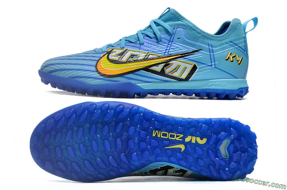 Nike Air Zoom Mercurial Vapor 15 Pro TF Artificial Turf Soccer Shoes - Blue/Yellow/Orange/White 0