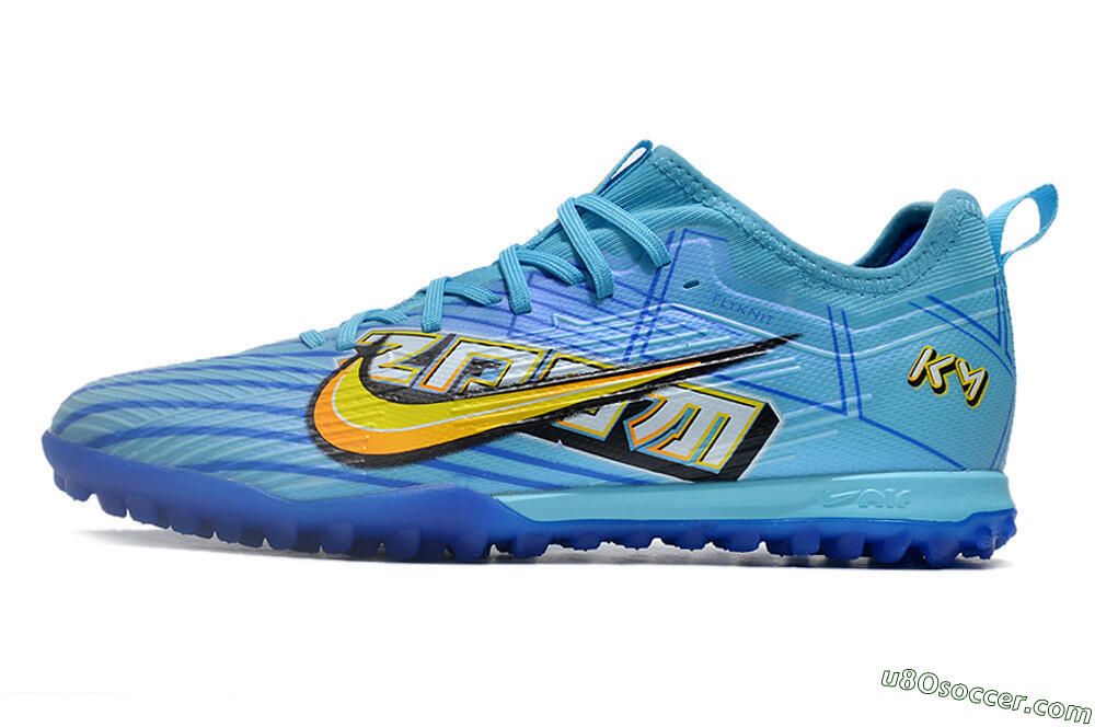 Nike Air Zoom Mercurial Vapor 15 Pro TF Artificial Turf Soccer Shoes - Blue/Yellow/Orange/White 2