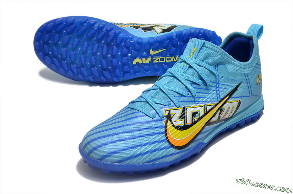 Nike Air Zoom Mercurial Vapor 15 Pro TF Artificial Turf Soccer Shoes - Blue/Yellow/Orange/White 3