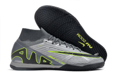Nike Air Zoom Mercurial Superfly 9 Elite IC Indoor & Futsal Soccer Shoes - Silver/Grey/Black/Green