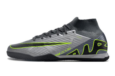 Nike Air Zoom Mercurial Superfly 9 Elite IC Indoor & Futsal Soccer Shoes - Silver/Grey/Black/Green