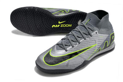 Nike Air Zoom Mercurial Superfly 9 Elite IC Indoor & Futsal Soccer Shoes - Silver/Grey/Black/Green