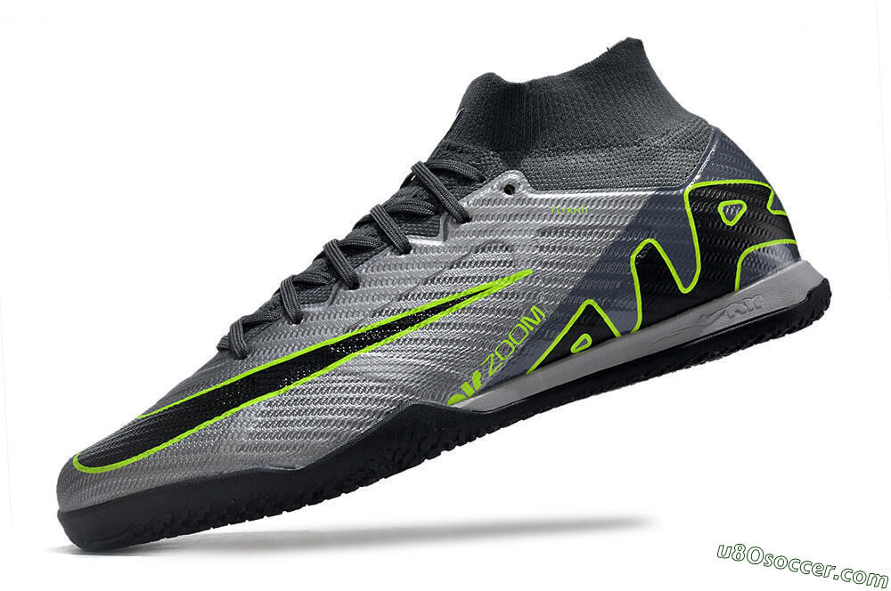 Nike Air Zoom Mercurial Superfly 9 Elite IC Indoor & Futsal Soccer Shoes - Silver/Grey/Black/Green 5