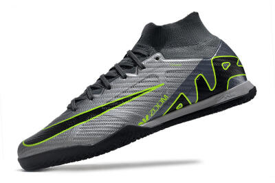 Nike Air Zoom Mercurial Superfly 9 Elite IC Indoor & Futsal Soccer Shoes - Silver/Grey/Black/Green
