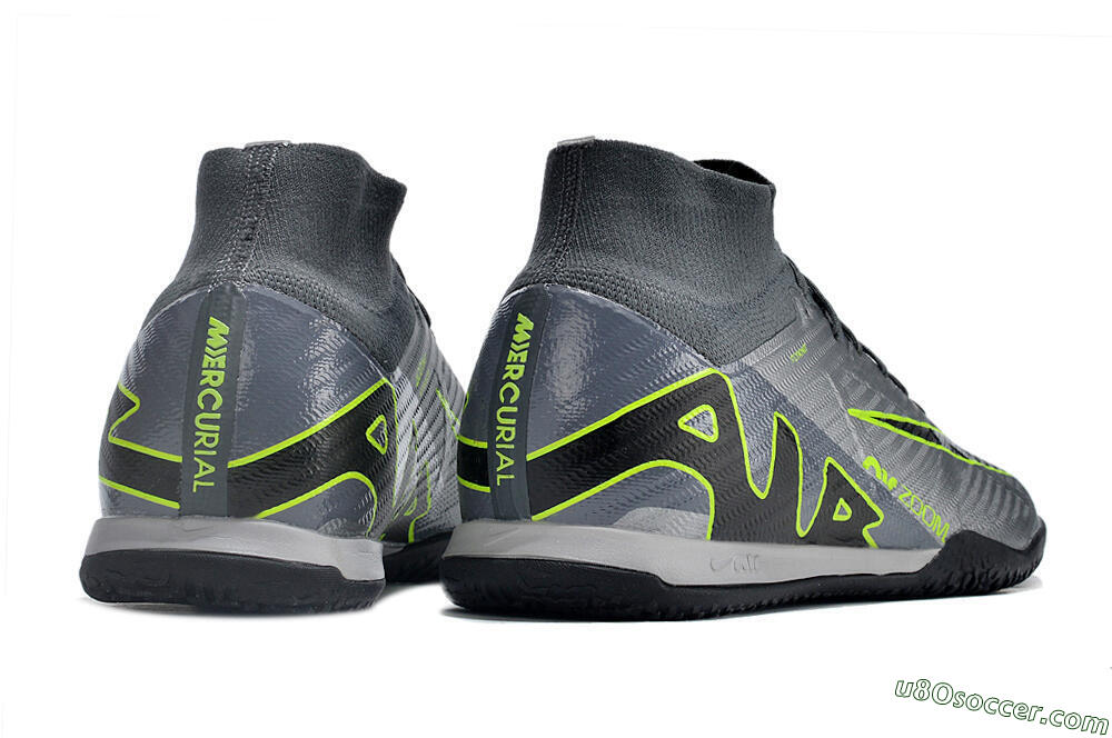 Nike Air Zoom Mercurial Superfly 9 Elite IC Indoor & Futsal Soccer Shoes - Silver/Grey/Black/Green 6