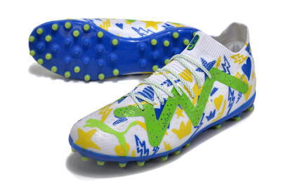 Puma Future Ultimate MG Multi Ground Soccer Cleats - White/Yellow/Blue