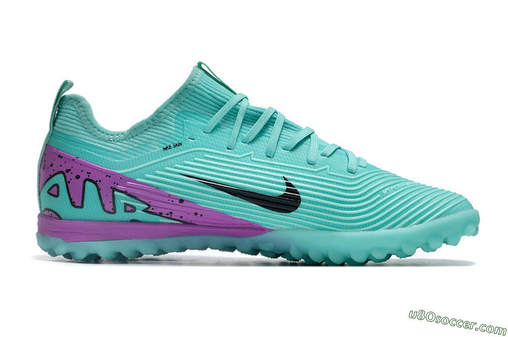 Nike Air Zoom Mercurial Vapor 15 Pro TF Artificial Turf Soccer Shoes - Jade/Black/Purple 7