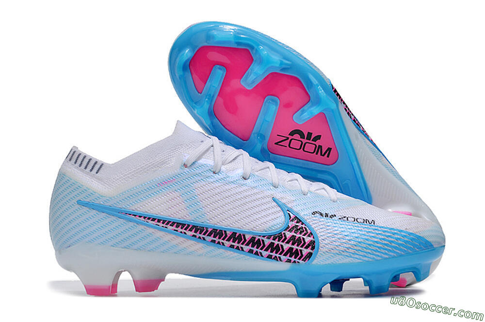 Nike Air Zoom Mercurial Vapor 15 Elite FG Firm Ground Soccer Cleats - White/Blue/Pink 1