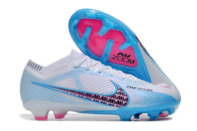 Nike Air Zoom Mercurial Vapor 15 Elite FG Firm Ground Soccer Cleats - White/Blue/Pink