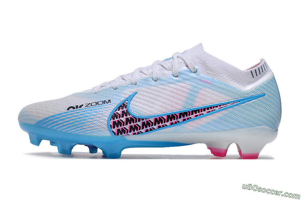 Nike Air Zoom Mercurial Vapor 15 Elite FG Firm Ground Soccer Cleats - White/Blue/Pink 2
