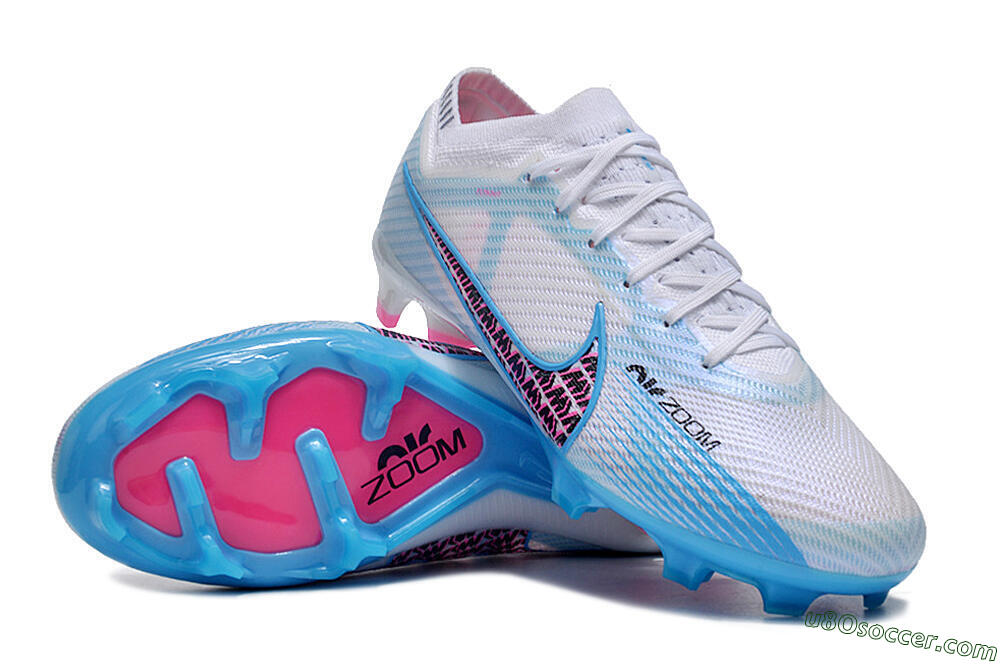 Nike Air Zoom Mercurial Vapor 15 Elite FG Firm Ground Soccer Cleats - White/Blue/Pink 3