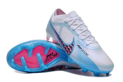 Nike Air Zoom Mercurial Vapor 15 Elite FG Firm Ground Soccer Cleats - White/Blue/Pink