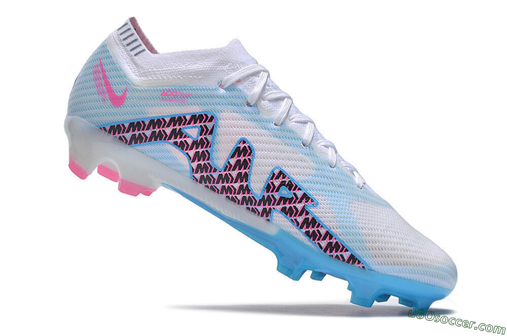 Nike Air Zoom Mercurial Vapor 15 Elite FG Firm Ground Soccer Cleats - White/Blue/Pink 4