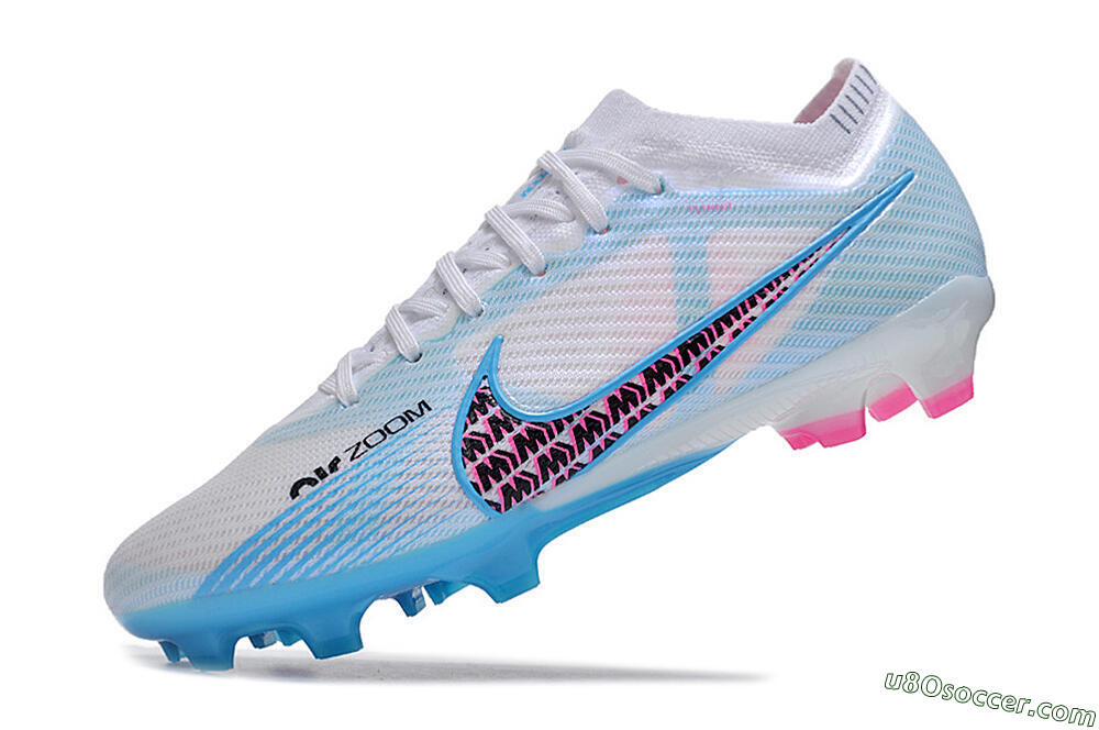 Nike Air Zoom Mercurial Vapor 15 Elite FG Firm Ground Soccer Cleats - White/Blue/Pink 5