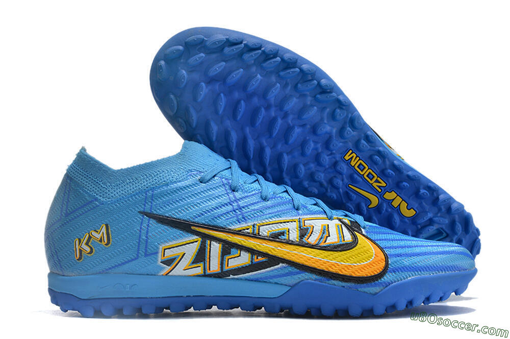 Nike Air Zoom Mercurial Vapor 15 Elite TF Artificial Turf Soccer Shoes - Blue/White/Orange/Yellow 1