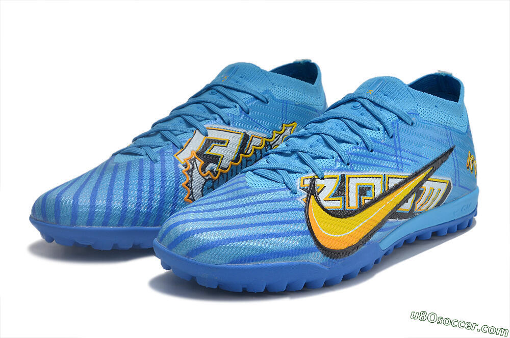 Nike Air Zoom Mercurial Vapor 15 Elite TF Artificial Turf Soccer Shoes - Blue/White/Orange/Yellow 5