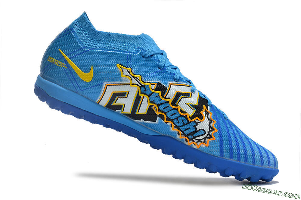Nike Air Zoom Mercurial Vapor 15 Elite TF Artificial Turf Soccer Shoes - Blue/White/Orange/Yellow 7