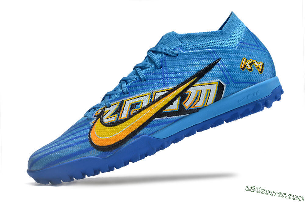 Nike Air Zoom Mercurial Vapor 15 Elite TF Artificial Turf Soccer Shoes - Blue/White/Orange/Yellow 8