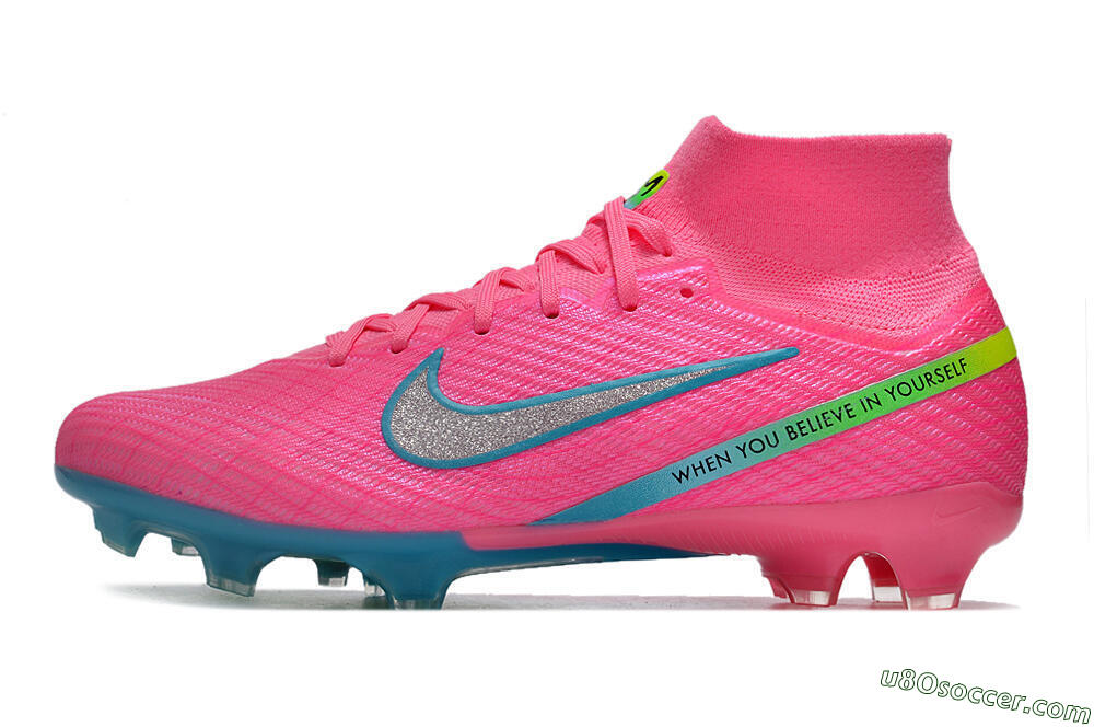 Nike Air Zoom Mercurial Superfly 9 Elite FG Firm Ground Soccer Cleats - Pink/Silver/Blue/Yellow 2