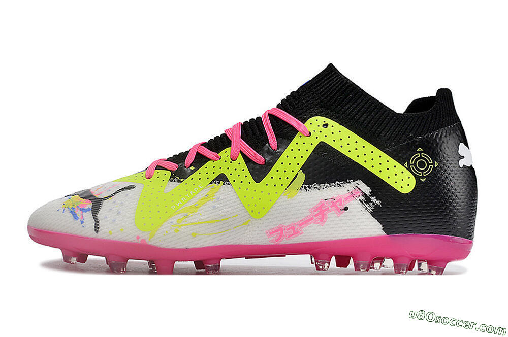 Puma Future Ultimate MG Multi Ground Soccer Cleats - White/Black/Yellow/Pink 2