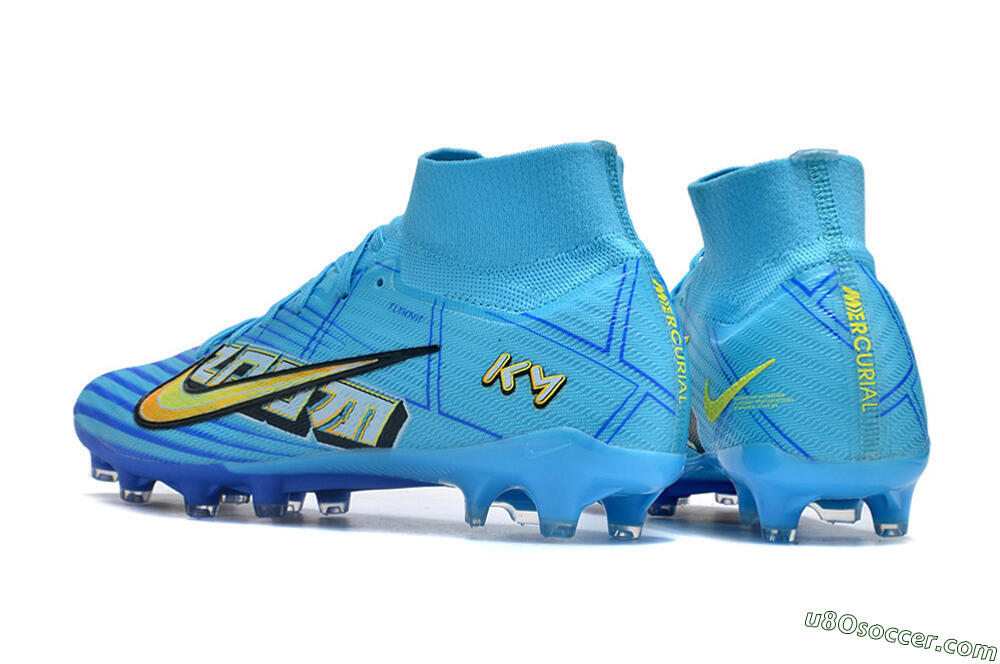 Nike Air Zoom Mercurial Superfly 9 Elite FG Artificial Grass Soccer Cleats - Blue/Black/Yellow 4