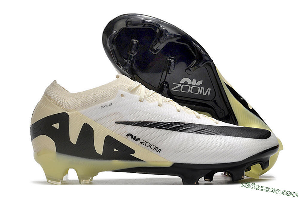 Nike Air Zoom Mercurial Vapor 15 Elite FG Firm Ground Soccer Cleats - White/Beige/Black 1