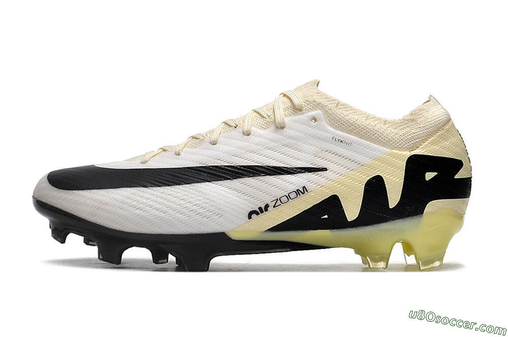 Nike Air Zoom Mercurial Vapor 15 Elite FG Firm Ground Soccer Cleats - White/Beige/Black 2