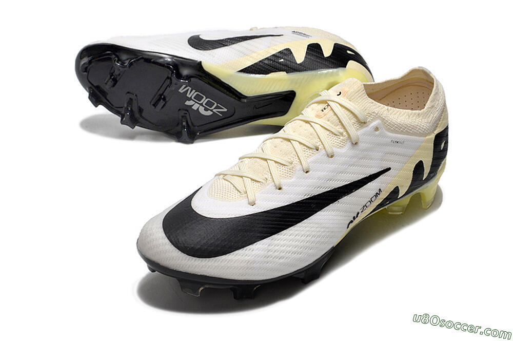 Nike Air Zoom Mercurial Vapor 15 Elite FG Firm Ground Soccer Cleats - White/Beige/Black 3