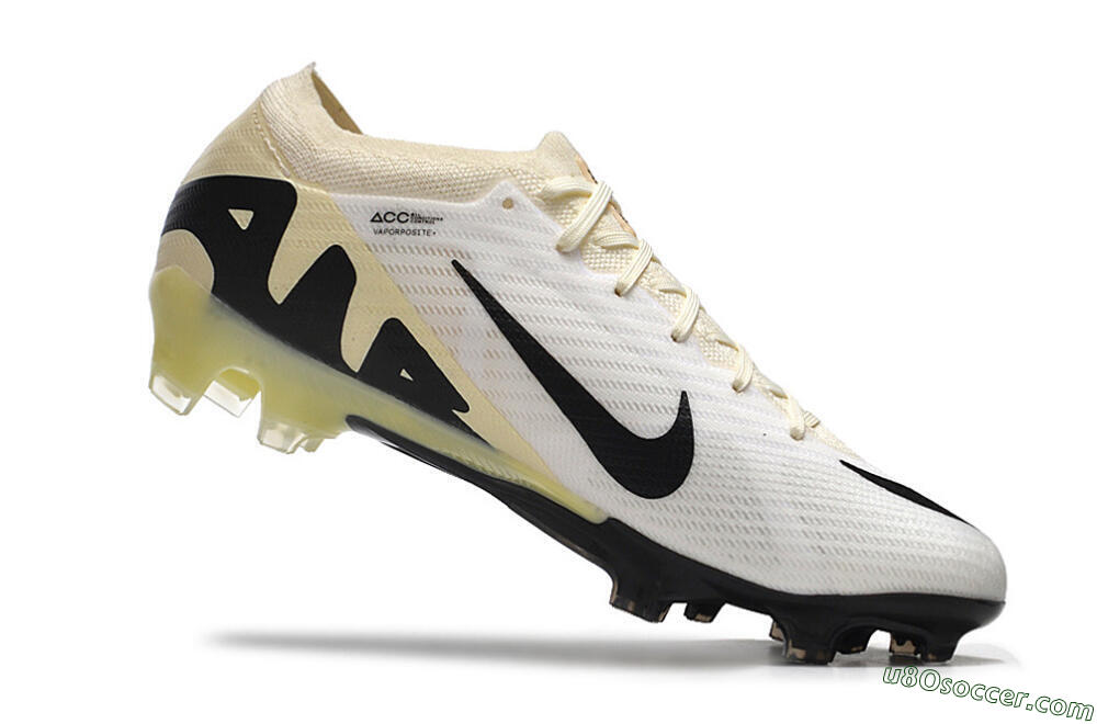 Nike Air Zoom Mercurial Vapor 15 Elite FG Firm Ground Soccer Cleats - White/Beige/Black 4